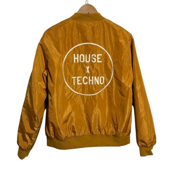 CRSSD Mens Bomber Jacket S House x Techno DJ Music Festival EDM Rave Yellow Gold - Picture 1 of 8
